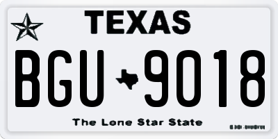 TX license plate BGU9018