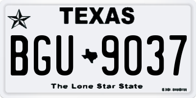 TX license plate BGU9037