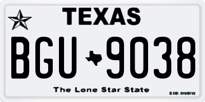 TX license plate BGU9038