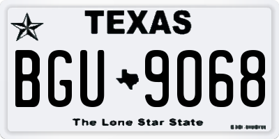TX license plate BGU9068