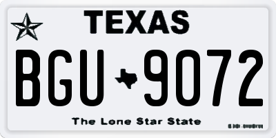 TX license plate BGU9072