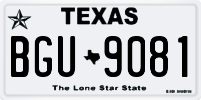 TX license plate BGU9081