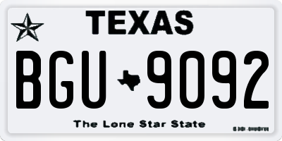 TX license plate BGU9092