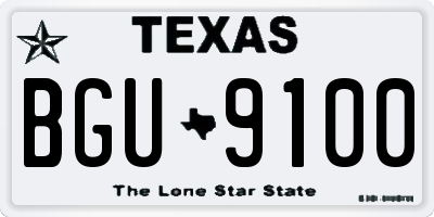 TX license plate BGU9100