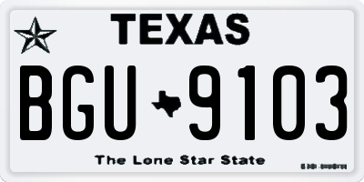 TX license plate BGU9103