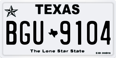 TX license plate BGU9104