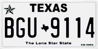 TX license plate BGU9114