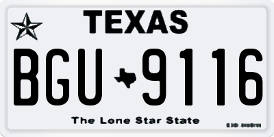 TX license plate BGU9116