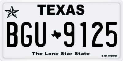 TX license plate BGU9125