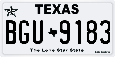 TX license plate BGU9183