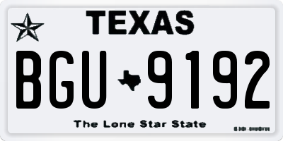 TX license plate BGU9192