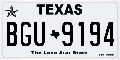 TX license plate BGU9194