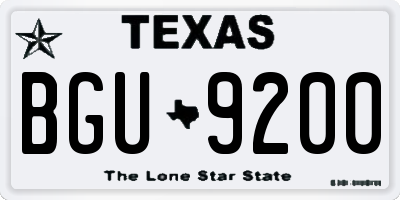 TX license plate BGU9200
