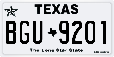 TX license plate BGU9201