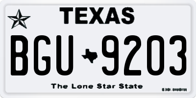 TX license plate BGU9203