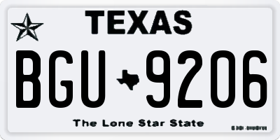 TX license plate BGU9206