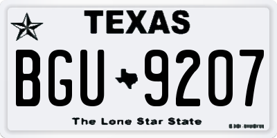 TX license plate BGU9207