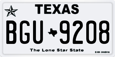 TX license plate BGU9208