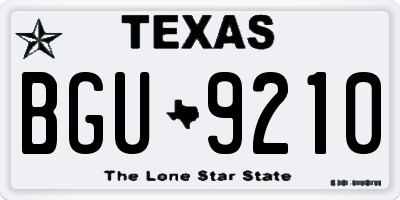 TX license plate BGU9210