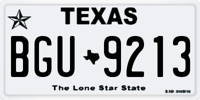 TX license plate BGU9213