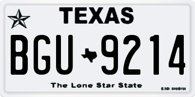TX license plate BGU9214