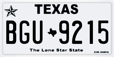 TX license plate BGU9215