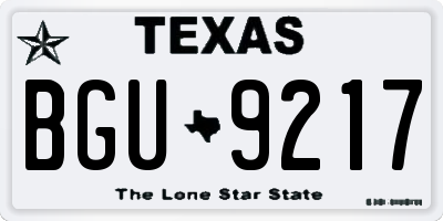 TX license plate BGU9217