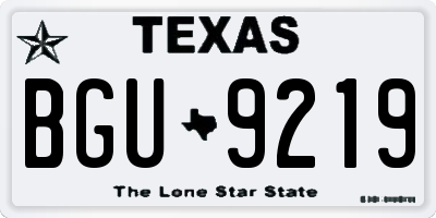 TX license plate BGU9219