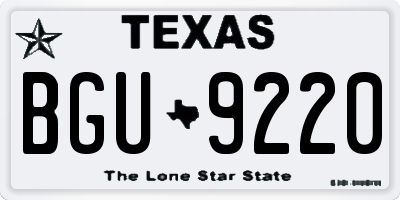 TX license plate BGU9220