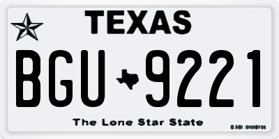 TX license plate BGU9221