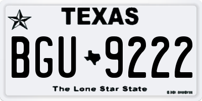 TX license plate BGU9222