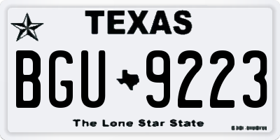 TX license plate BGU9223