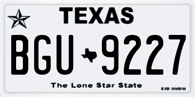 TX license plate BGU9227