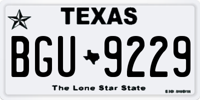 TX license plate BGU9229