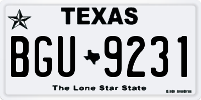 TX license plate BGU9231
