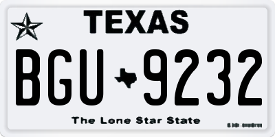TX license plate BGU9232