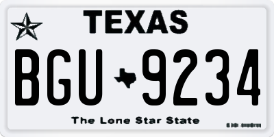 TX license plate BGU9234