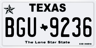 TX license plate BGU9236