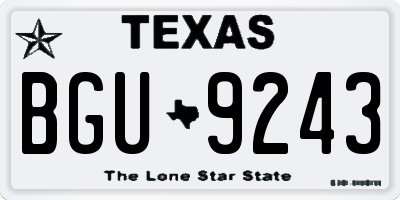 TX license plate BGU9243