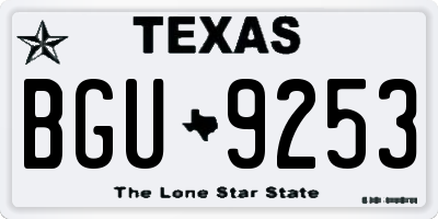 TX license plate BGU9253