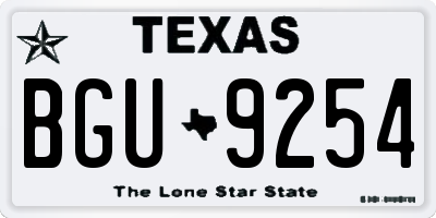 TX license plate BGU9254
