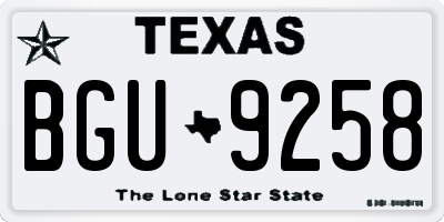 TX license plate BGU9258