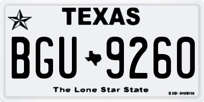 TX license plate BGU9260