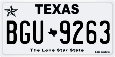 TX license plate BGU9263