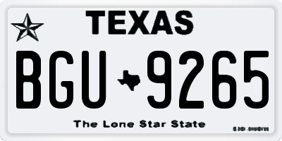 TX license plate BGU9265