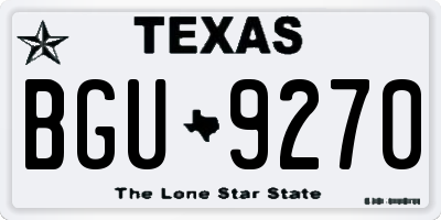 TX license plate BGU9270