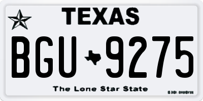 TX license plate BGU9275