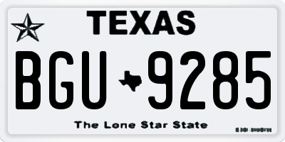TX license plate BGU9285