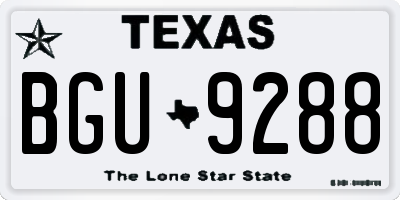 TX license plate BGU9288