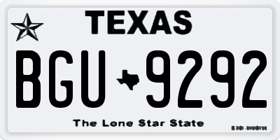 TX license plate BGU9292